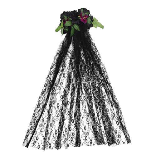 SHERCHPRY Halloween Haarschmuck mit Schleier und Rosen Haarreif Einzigartiges Party Accessoire für Damen für Halloween Kostüme und Festliche Anlässe Langlebig und Tragbar von SHERCHPRY