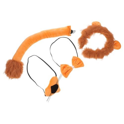 SHERCHPRY Halloween Löwenanzug Stirnband Plüschschwanz Cosplay Cosplay Outfits Tierohren Stirnband Plüsch Tierhaarband Geburtstag Verkleidungsstoff Orange von SHERCHPRY