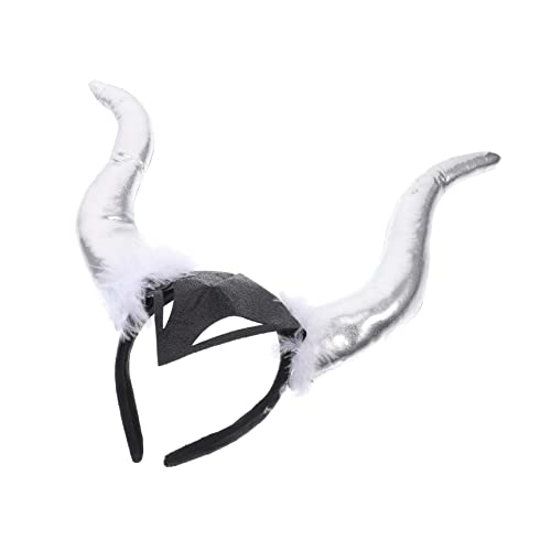 SHERCHPRY Halloween Ochsenhorn Stirnband Cosplay Haarschmuck für Halloween Partys Beige Ochsenhorn Bequem und Hautfreundlich für Besondere Anlässe und Fotos von SHERCHPRY