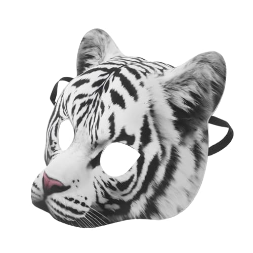 SHERCHPRY Halloween Tiger Halbgesichtsmaske aus EVA Realistische Weiße Tiger Tiermaske für Erwachsene Vielseitige Maskerade-party Auffälliges Kostümzubehör für Animal Cosplay von SHERCHPRY