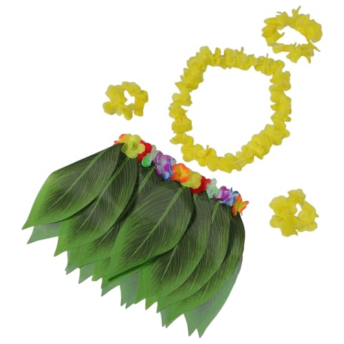 SHERCHPRY Hawaiian Fancy Dress Damen Luau Kostüm mit Blumen Blattrock Vielseitiges Hawaii Party Outfit für Strand Foto-sessions und Tropische Feiern Inklusive Accessoires von SHERCHPRY