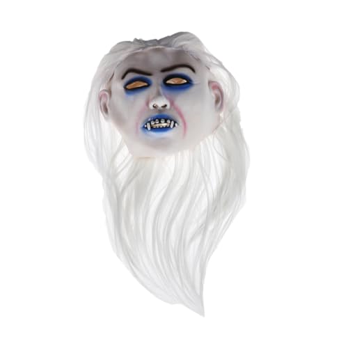 SHERCHPRY Horror-Geistermaske Halloween-Maske Abschlussball Maske Horrormaske gruselige Masken weibliche Geistermaske Grimasse weißhaarige Hexe von SHERCHPRY