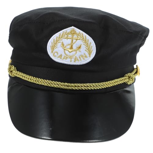 SHERCHPRY Kapitänsmütze Schwarz Baumwolle Bühnenperformance Matrosenhut für Kostüm Party Cosplay Nautisches Zubehör von SHERCHPRY