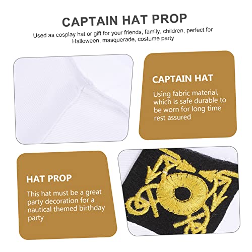 SHERCHPRY Kapitänsmütze Weiß mit Abzeichen Unisex Cosplay Kostüm Zubehör für Segler Party Bühne Verstellbar für Herren Damen von SHERCHPRY