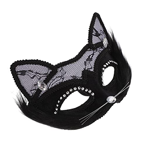 SHERCHPRY Katze Gesichtsmaske Maskerade Augenkostüm Maskerademasken Abschlussball Katze Für Frauen Halloween Augenmasken Maskerade-stick Halloweenkostüm Katzenohren Masken Pvc Black SHERCHPRY Katze Gesichtsmaske Maskerade Augenkostüm Maskerademasken Abschlussball Katze Für Frauen Halloween Augenmasken Maskerade-stick Halloweenkostüm Katzenohren Masken Pvc Black von SHERCHPRY