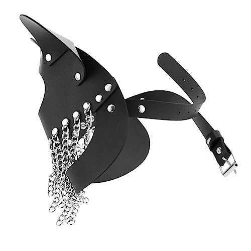 SHERCHPRY Kettenledermaske Punkmaske Maskerademaske Kostüm Maskendekor Halloween- Maskerade- Für Frauen Cosplay -requisiten Gotikmaske Festliche Frauenmaske Cosplay- Pu- von SHERCHPRY