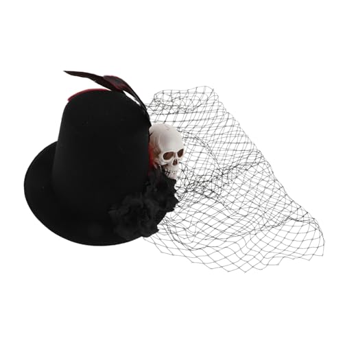 SHERCHPRY Klein Eleganter Fascinator Hut mit Schwarzem Schleier und Dekoration Vintage Accessoire für Halloween Karneval und Tee Partys für Fotoshootings und Auftritte von SHERCHPRY