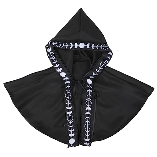 SHERCHPRY Kurze Halloween-Umhangkapuze Halloween umhang Halloween Costume Black Cloak mittelalterlicher Kapuzenumhang Umhang mit Kapuze Halloween-Cape-Kapuze Halloween Cosplay Kapuze Stoff von SHERCHPRY