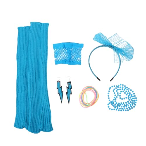 SHERCHPRY Leichtes Retro Kostüm mit Perlenkette Spitzen-haarreif Statement-ohrringen und Neon-leggings Komfortables Zubehör für Tanz und Festival von SHERCHPRY