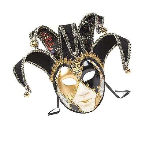 SHERCHPRY Männer maskieren sich schwarze Vollmaske Narrenmaske Partymaske Golddekor Kostüm Vollgesichtsmaske Maskerade-Gesichtsabdeckung Clown Kleidung Phantom der Oper schmücken Mann bilden von SHERCHPRY