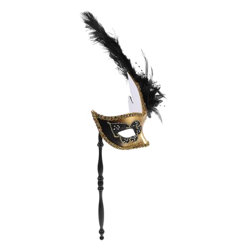 SHERCHPRY Maske Mit Stock Maskenpaar Vintage Maskerade Maskerademaske Maskerade Masken Masse Karneval-halbmaske Karnevalsparty Maskerade Mit Stock Abschlussball-cosplay-maske Plastik Golden von SHERCHPRY