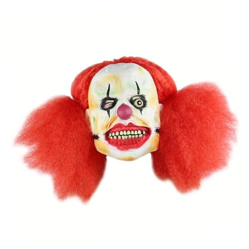 SHERCHPRY gruselige Halloween-Masken Masken für Erwachsene rote Maske Kostümmaske rote Verzierungen Clown-Maske gruselige Masken Horror-Zombie-Maske Emulsion Kopfbedeckung von SHERCHPRY