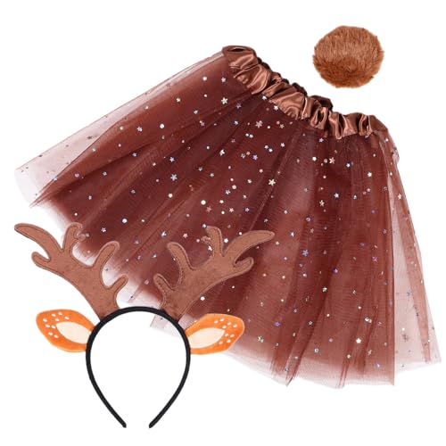 SHERCHPRY Niedliches Cosplay Mädchen Leichtes Geweih Stirnband mit Reh Ohren Attraktives Tierkostüm mit Rock für Party Halloween Rollenspiel und Fotografie Komfortables Material von SHERCHPRY