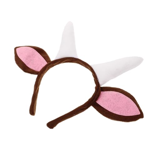 SHERCHPRY Plüsch Tierohren Haarreif mit Ziegenhörnern Bequemes Unisex Stirnband für Halloween Kostüm Karneval und Party Vielseitiges Accessoire für Erwachsene von SHERCHPRY