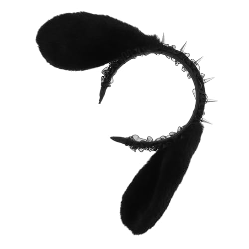 SHERCHPRY Punk-spitzen-haarreif mit Nieten und Spitzen Gotischer Bunny-ohren-haarreifen für Halloween Cosplay und Maskenball Damen Kopfstück mit Auffälligem Dunklem Lolita-stil von SHERCHPRY