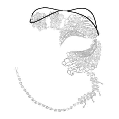 SHERCHPRY Rhinestone Venetian für Frauen mit Elastischem Band Halbe Gesichtsbedeckung Verstellbar und Bequem Geeignet für Halloween Mardi Gras Prom Ball Karneval und Kostümpartys von SHERCHPRY