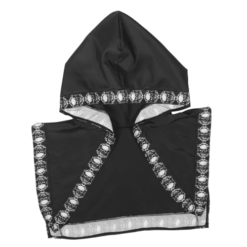 SHERCHPRY Schädel Kap Halloween Costume Halloween Kleidung schwarzes Cape Halloween Party diehüte grimmig kurzer Umhang mit Kapuze Mittelalterlicher Kapuzenumhang für Damen Stoff Black von SHERCHPRY