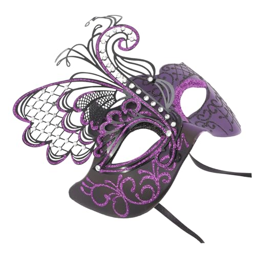SHERCHPRY Schmetterlingsmaske aus Metall Tanzparty Cosplay-Tier Osterparty Maskerade-Maske Abschlussball Maske Halloween-Party-Maske Schmiedeeisen Kleidung Plastik Violett von SHERCHPRY