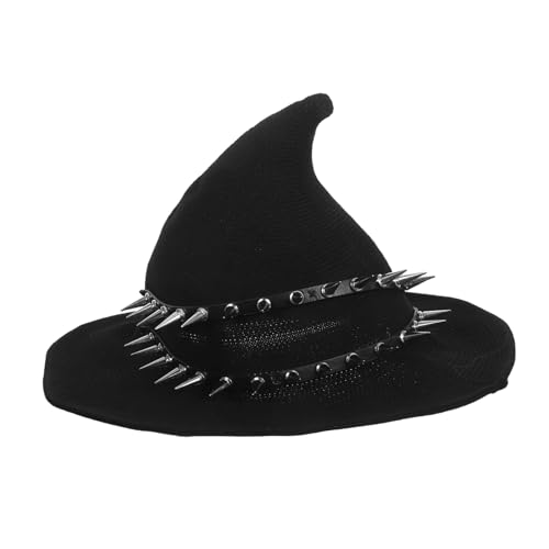SHERCHPRY Steampunk Hexenhut Damen Halloween Kostüm Zubehör Gestrickt Gothic Spitz Mit Nieten Für Karneval Cosplay Party von SHERCHPRY