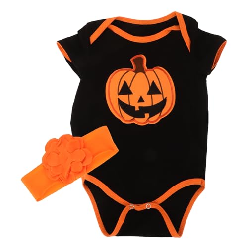 SHERCHPRY Kürbis-halloween-kostümset Für Neugeborene Baby Strampler Mit Stirnband Kurzärmeliger Body Und Mütze Für Jungen Und Mädchen SHERCHPRY Kürbis-halloween-kostümset Für Neugeborene Baby Strampler Mit Stirnband Kurzärmeliger Body Und Mütze Für Jungen Und Mädchen von SHERCHPRY