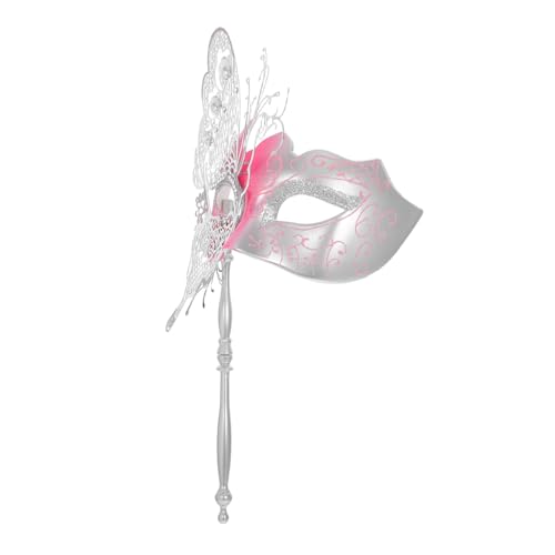 SHERCHPRY Venetian Schmetterling Metall Maske mit Stab für Damen Stilvolle Maskerade Kostüm Maske für Halloween Karneval Mardi Gras Abschlussball und Abendveranstaltungen von SHERCHPRY