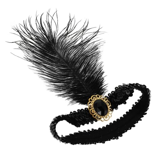 SHERCHPRY Vintage Jahre Flapper Kopfschmuck mit Pailletten und Federn Eleganter Haarschmuck für Hochzeiten Bälle und Mottopartys Schwarz SHERCHPRY Vintage Jahre Flapper Kopfschmuck mit Pailletten und Federn Eleganter Haarschmuck für Hochzeiten Bälle und Mottopartys Schwarz von SHERCHPRY