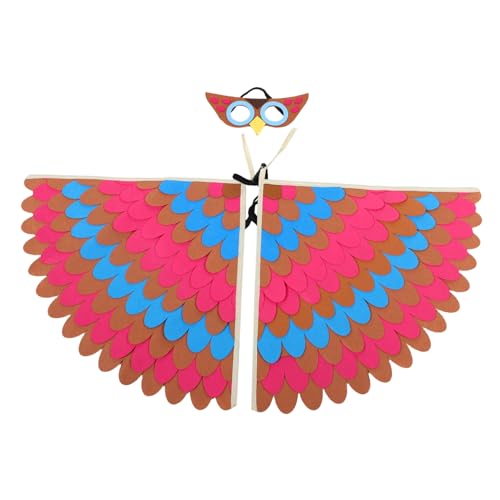 SHERCHPRY Niedliche Eulenflügel-kostüme Für Kinder Vogelumhang Mit Stirnbandmaske Filz-tierflügel Für Halloween-partykleid Für Kinder von SHERCHPRY