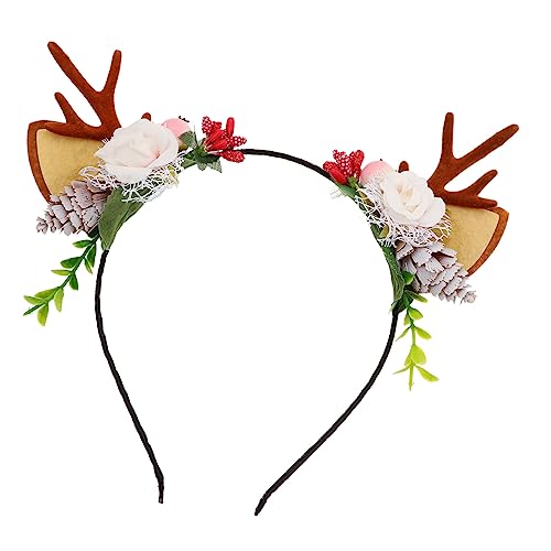 SHERCHPRY Weihnachtliches Haarreif Stirnband mit Flauschigen Rentier Geweihen Niedlicher Partyhaarschmuck für Festliche Anlässe und Cosplay von SHERCHPRY