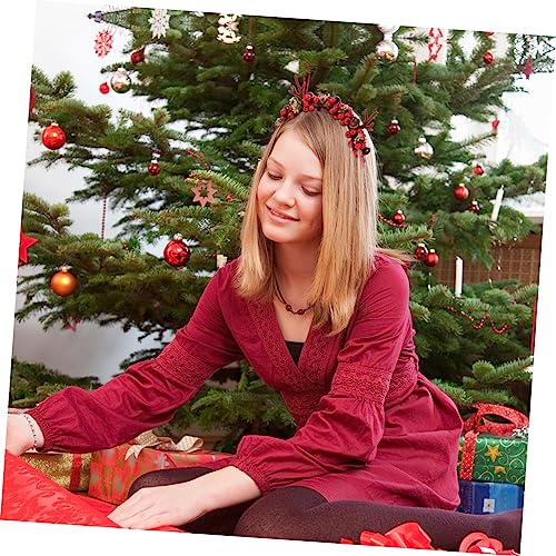 SHERCHPRY Weihnachtliches Hirschgeweih Stirnband mit Roten Beeren Leichtes Langlebiges Xmas Party Headwear Geeignet für Damen und Mädchen Festliche Kopfbedeckung für Weihnachtsfeiern und von SHERCHPRY