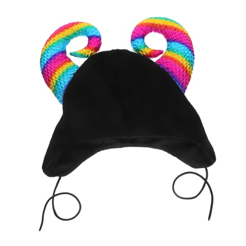 SHERCHPRY Wintermütze mit Kinnriemen Kuhhorn Beanie Lustige Cosplay Mütze für Ski Outdoor Halloween Kostüm Kreative Fotorequisite Vielseitig Einsetzbar von SHERCHPRY