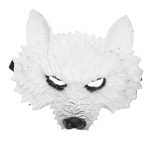 SHERCHPRY Wolf Masquerade Maske Weiß PU Halloween Cosplay Tierkostüm Accessoire Unisex Flexibel Für Party Karneval von SHERCHPRY