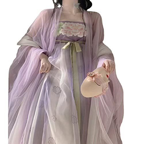 SHFOHGKJ Chinesisches Hanfu for Damen, Hanfu-Kleid for Damen, altes chinesisches traditionelles Hanfu-Set, weibliches Cosplay-Kostüm (lila, M)(Purple,Small) von SHFOHGKJ