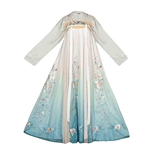 SHFOHGKJ Chinesisches Hanfu for Damen, Hanfu-Kleid for Damen, chinesisches altes abgestuftes blaues Kleid, Halloween (M)(Small) von SHFOHGKJ