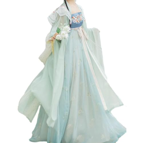 SHFOHGKJ Chinesisches Hanfu for Damen, Hanfu-Shirt mit großen Ärmeln aus der Tang-Dynastie, Frühlingsfee, High-End (Grün, S)(Green,X Large) von SHFOHGKJ