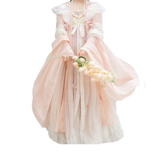 SHFOHGKJ Chinesisches Hanfu for Damen, Hanfu-Shirt mit großen Ärmeln aus der Tang-Dynastie, Frühlingsfee, High-End (Grün, S)(Pink,Small) von SHFOHGKJ