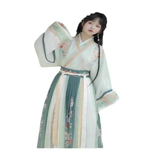 SHFOHGKJ Chinesisches Hanfu for Damen, Wei Jin Hanfu, Ru-Rock im chinesischen Stil for Damen, antikes Kleid, Rot (Rot, XL)(Green,X Large) von SHFOHGKJ