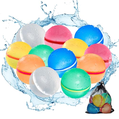 Wasserbomben Wiederverwendbar, 12 Stück Wiederverwendbare Wasserballons Selbstschließend,Wasserspielzeug für den Sommer im Freien für Kinder und Erwachsene, Wasserbomben Magnetisch Geeignet für Sommer Wasserbomben Wiederverwendbar, 12 Stück Wiederverwendbare Wasserballons Selbstschließend,Wasserspielzeug für den Sommer im Freien für Kinder und Erwachsene, Wasserbomben Magnetisch Geeignet für Sommer von SHGUMITE
