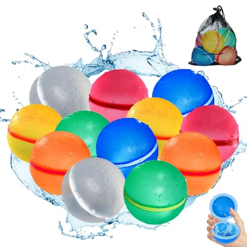 Wiederverwendbare Wasserbomben, 12er-Pack wiederverwendbare Wasserballons, selbstschließend, Wasserspielzeug für den Sommer im Freien für Kinder und Erwachsene, magnetische Wasserballons Wiederverwendbare Wasserbomben, 12er-Pack wiederverwendbare Wasserballons, selbstschließend, Wasserspielzeug für den Sommer im Freien für Kinder und Erwachsene, magnetische Wasserballons von SHGUMITE