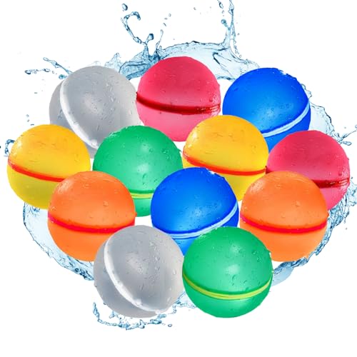 Wiederverwendbare Wasserbomben, 12er-Pack wiederverwendbare Wasserballons, selbstschließend, Wasserspielzeug für den Sommer im Freien für Kinder und Erwachsene Wiederverwendbare Wasserbomben, 12er-Pack wiederverwendbare Wasserballons, selbstschließend, Wasserspielzeug für den Sommer im Freien für Kinder und Erwachsene von SHGUMITE