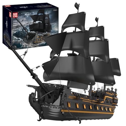 SHHFWU 13186 Große Piratenschiff Bauspielzeug, 5266 Teile Black Pearl Segelschiff Klemmbausteine, MOC Schiff Sammlerstück, Display-Spielzeug für Erwachsene und Kinder von SHHFWU