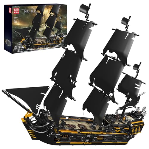 SHHFWU 13199 Black Pearl-Schiff Bauspielzeug, 3180 Teile klemmbausteine Schiff, Groß Piratenschiff für Kinder, MOC Black Pearl Modellschiff für Geschenk und Sammlungen von SHHFWU