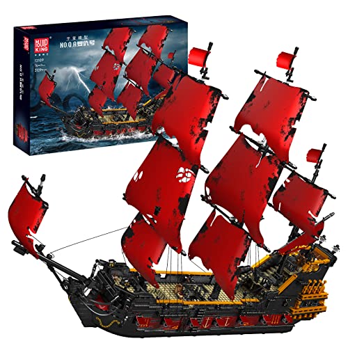 SHHFWU 13109 kreativ Piratenschiff Bausteine, 3139 Teile Queen Anna's Revenge Groß MOC Segelschiff Bauspielzeugsets | Weihnachten Geburtstag Geschenk für Erwachsene Kinder von SHHFWU