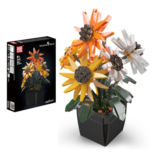 SHHFWU Sonnenblumen Bouquet Baustein Set, Blumen Botanik Kollektion Bausteinset für Erwachsene, Frauen und Teenager-Mädchen ab 8 Jahren - Valentinstag Künstliche Blumendeko (854 Teile) von SHHFWU