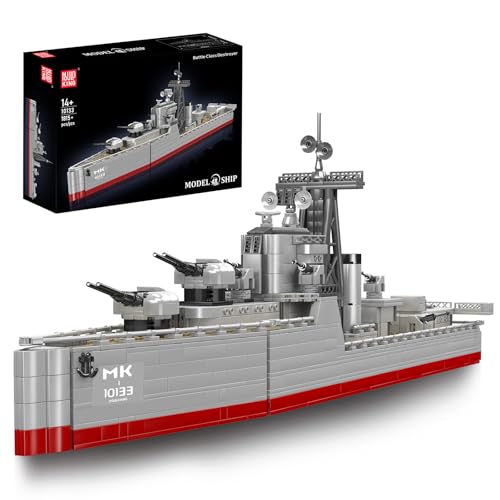 SHHFWU Technik Battleship Bausteine, 1815 Teile Klasse Schlachtschiff Zerstörerkreuzer Klemmbausteine,WW2 Militär Technik Schiff Konstruktionsspielzeug für Teenager Männer Geschenk ﻿ von SHHFWU