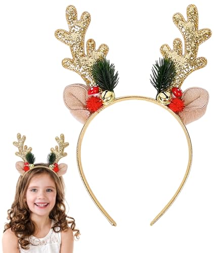 SHIFANQI Tierohren Haarreif, Rentiergeweih Haarreif für Weihnachten & Halloween Kostüm Party Karneval Golden SHIFANQI Tierohren Haarreif, Rentiergeweih Haarreif für Weihnachten & Halloween Kostüm Party Karneval Golden von SHIFANQI