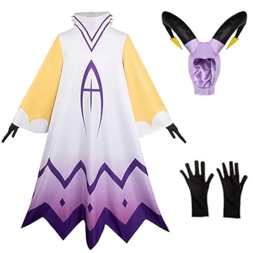 SHIKI Anime Adam Cosplay-Kostüm, Hazbim Hotel Adam der Exorzist, weißer Umhang, Robe, Umhang, Handschuhe, Kopfbedeckung, Halloween-Outfit (3XL-AdamFBA weiß) von SHIKI