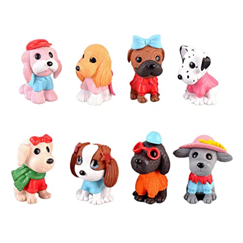 SHINEOFI 1 Satz Cartoon Hund Ornamente Dekoration Figur Geburtstagstorte Schmuck Kuchen Geburtstagstorte Ornament Cartoon Kuchen Schmuck Kuchen Topper Harz 8 Stück von SHINEOFI