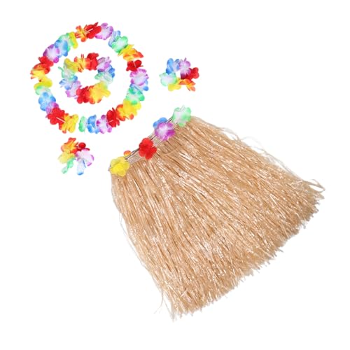 SHINEOFI 1 Satz Hawaiian Grasrock Set für Tropische Partys Teiliges Outfit mit Rock Haarband Armbändern und Halskette für Fotoshootings und Bühnenauftritte Strapazierfähiges Material für von SHINEOFI
