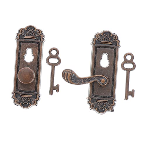 SHINEOFI 1 Satz Tor Lock Accessoires Modell Mikro-Türschloss-Modellspielzeug Türschlösser mit Schlüssel Türschloss Dekoration Mini-Puppenhaus-Zubehör Legierung Coffee von SHINEOFI
