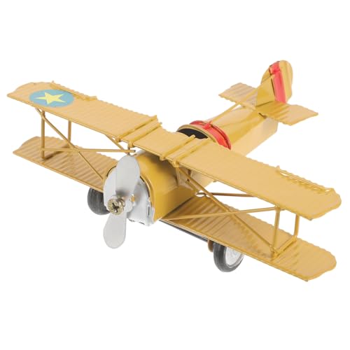 SHINEOFI 1 Stück Flugzeugmodell Weihnachtsdekorationen Modellflugzeug Flugzeugspielzeug für hühner kinderknallzeug eiserne Miniaturflugzeuge Ebene Ornament Eisen Yellow von SHINEOFI